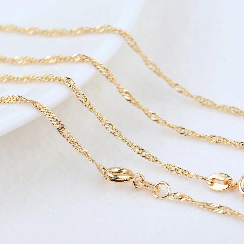 2PCS 24K Brass Finish Chain for DIY Jewelry Making