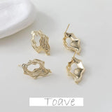 14K Electroplating Hollow Earrings for DIY Hand-made Pearl Accessories