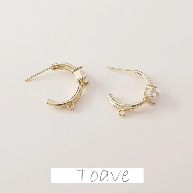 14K Electroplating C-shaped Inlaid Zirconium Earrings DIY Earrings Accessories