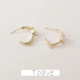 14K Electroplating C-shaped Inlaid Zirconium Earrings DIY Earrings Accessories