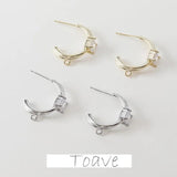 14K Electroplating C-shaped Inlaid Zirconium Earrings DIY Earrings Accessories