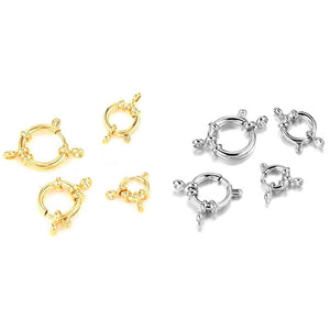 10x Stainless Steel Spring Ring Clasps Round Metal Charms DIY Necklace Jewelry
