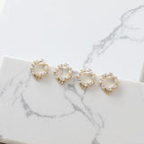 14K Gold Round Zircon Wreath Silver Needle DIY Earrings