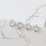 14K Gold Round Zircon Wreath Silver Needle DIY Earrings