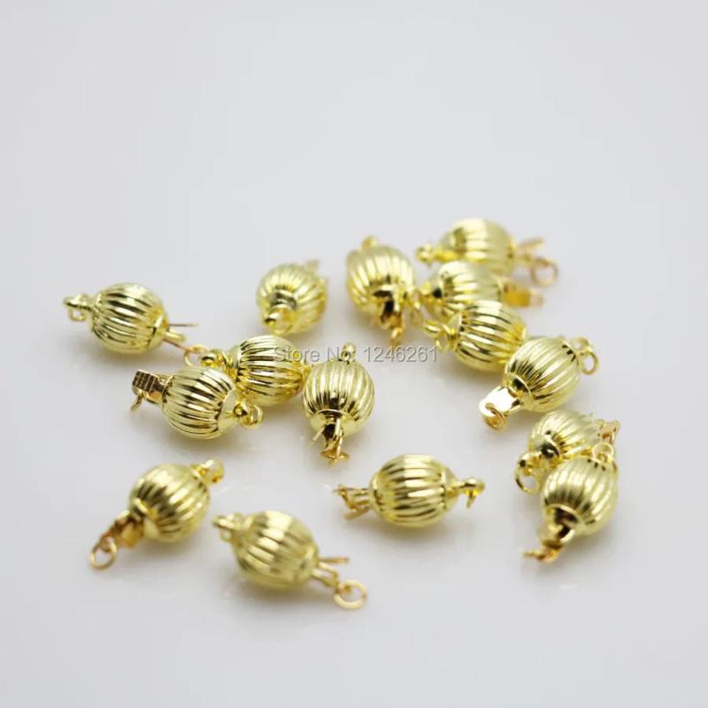 5PCS Gold-Color Lantern Beads Clasp Button Fittings 8mm