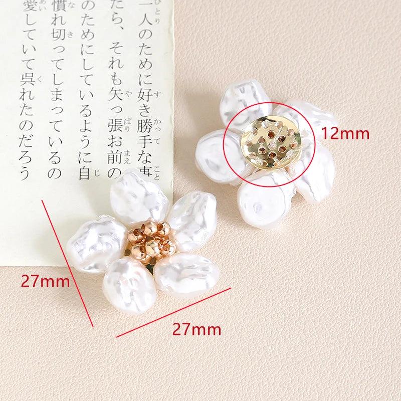 2pcs 27mm Pearl Woven Flower Beaded Patch for DIY Jewelry Making