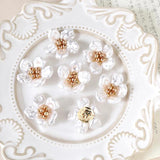 2pcs 27mm Pearl Woven Flower Beaded Patch for DIY Jewelry Making