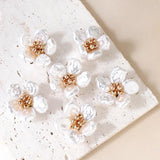 2pcs 27mm Pearl Woven Flower Beaded Patch for DIY Jewelry Making
