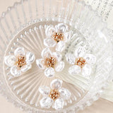 2pcs 27mm Pearl Woven Flower Beaded Patch for DIY Jewelry Making