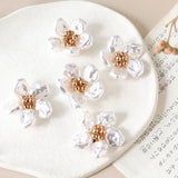 2pcs 27mm Pearl Woven Flower Beaded Patch for DIY Jewelry Making