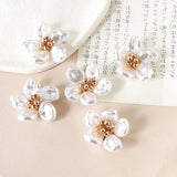 2pcs 27mm Pearl Woven Flower Beaded Patch for DIY Jewelry Making