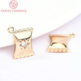 4PCS 9x12MM 24K Brass with Zircon Candy Charms Pendants