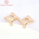 4PCS 9x12MM 24K Brass with Zircon Candy Charms Pendants
