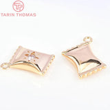 4PCS 9x12MM 24K Brass with Zircon Candy Charms Pendants