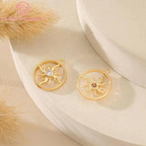 6PCS 14MM 24K Brass Round Sun Charms DIY Jewelry Findings