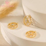 6PCS 14MM 24K Brass Round Sun Charms DIY Jewelry Findings