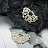 Hand Woven Pearl Retro Fan Beaded Half Circle DIY Jewelry Earrings 2pcs