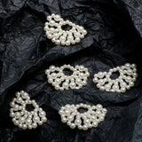 Hand Woven Pearl Retro Fan Beaded Half Circle DIY Jewelry Earrings 2pcs