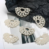 Hand Woven Pearl Retro Fan Beaded Half Circle DIY Jewelry Earrings 2pcs