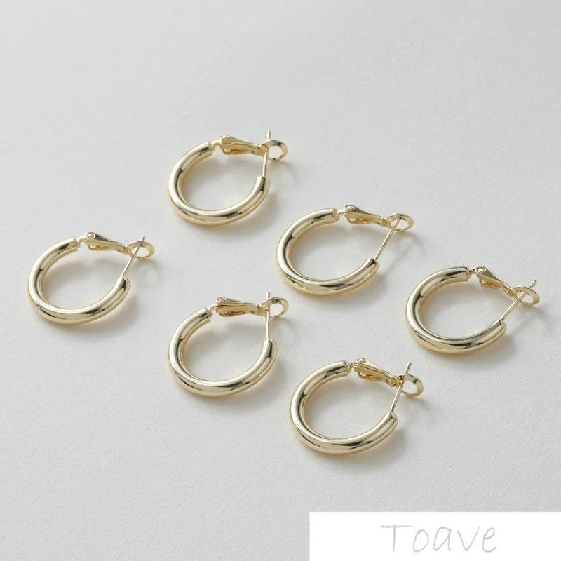 14K Gold-Plated Round Earrings Ear Stud DIY Hand-Made Material Accessories