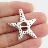 Tibetan Silver Starfish Spacer For 6mm Leather Cord DIY Bracelet