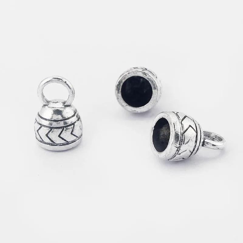 10Pcs Tibetan Silver Tassel End Caps for 8mm Leather Cord DIY Jewelry Making