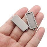 10x25mm Stainless Steel Rectangle Cabochon Bezel Tray - DIY Jewelry Making