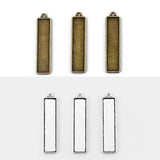 5pcs Rectangle Double Sided Pendant Tray for DIY Jewelry Making