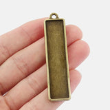 5pcs Rectangle Double Sided Pendant Tray for DIY Jewelry Making