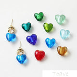 10pcs Peach Heart Retro Glass Bead diy Beaded Bracelet Necklace Accessories