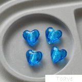 10pcs Peach Heart Retro Glass Bead diy Beaded Bracelet Necklace Accessories