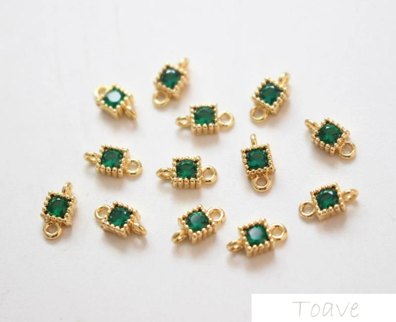 Copper Plating 18K True Square Zirconium Double Hanging Drill DIY Ear Decoration