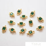 Copper Plating 18K True Square Zirconium Double Hanging Drill DIY Ear Decoration
