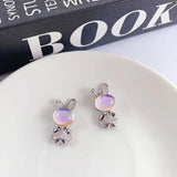 10pcs Rhinestone Pendants Easter Rabbit Pendant Charms for DIY Jewelry Making