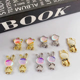 10pcs Rhinestone Pendants Easter Rabbit Pendant Charms for DIY Jewelry Making