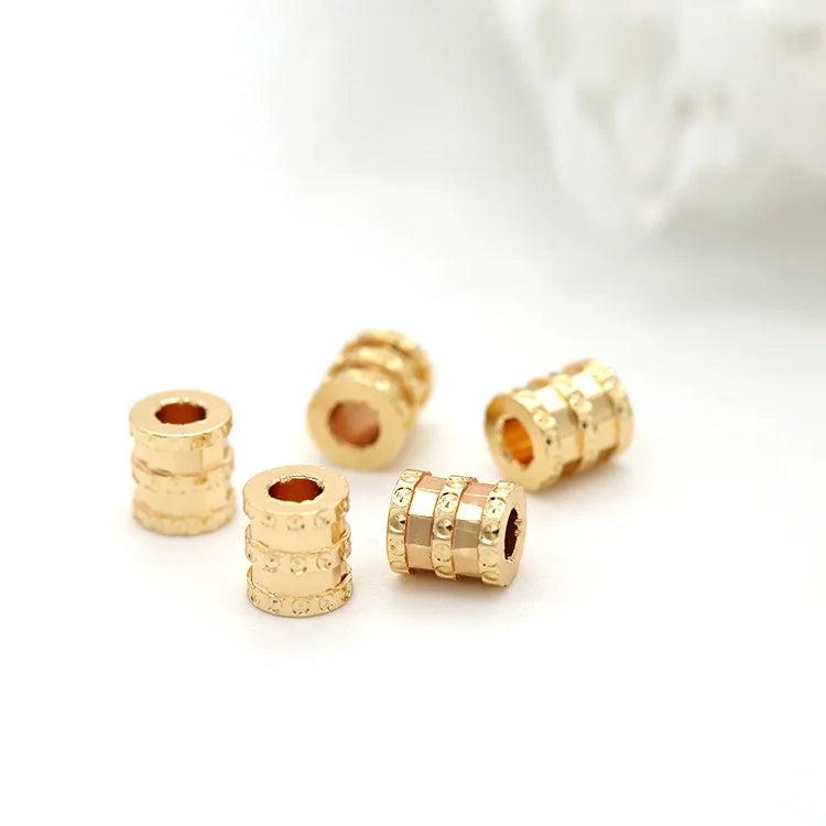 10PCS 6MM 7MM 14K Plated Brass Cylinder Spacer Beads Bracelet Jewelry