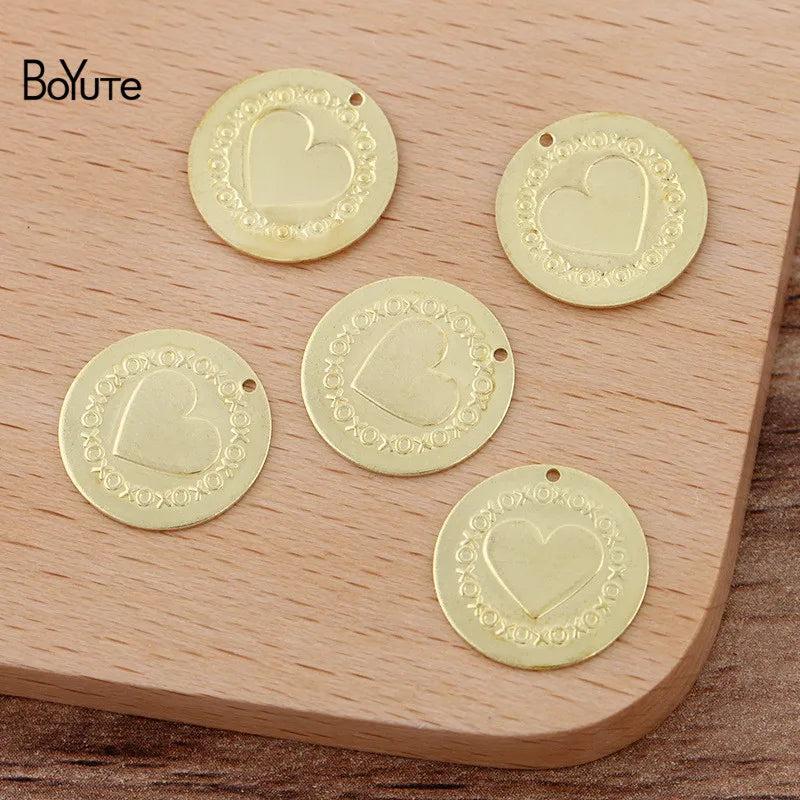 BoYuTe 15MM Metal Brass Round Pendant Charms Lot DIY Jewelry Accessories
