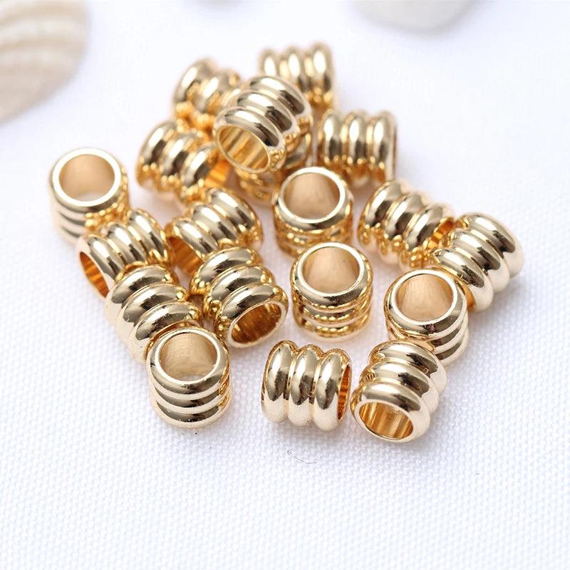 20pcs 14K Plated Brass Barrel Beads for DIY Bracelets Necklace Jewelry Making