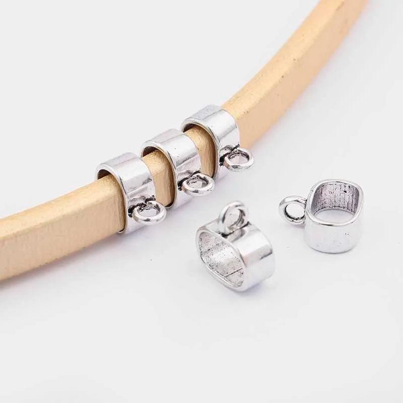 20Pcs Tibetan Silver Loop Bails Spacer Beads 10*6mm for Leather Cord Bracelets