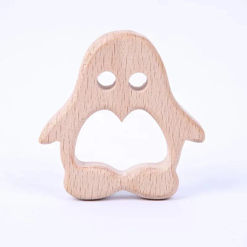 2Pcs Animal Beech Wood Baby Molar Toys DIY Craft Hanging Tag