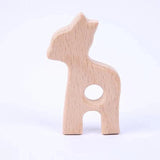 2Pcs Animal Beech Wood Baby Molar Toys DIY Craft Hanging Tag