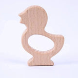 2Pcs Animal Beech Wood Baby Molar Toys DIY Craft Hanging Tag