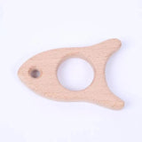 2Pcs Animal Beech Wood Baby Molar Toys DIY Craft Hanging Tag