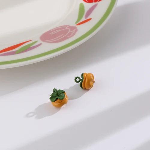 Persimmon Double Alloy Fruit Pendant DIY Accessories