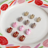 4pcs Czech Glass Vintage Tulip Flower Beads DIY Earrings Hairpin Accessory