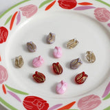 4pcs Czech Glass Vintage Tulip Flower Beads DIY Earrings Hairpin Accessory