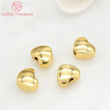 20PCS 4.6x5.6MM 24K Plated Brass Heart Beads for DIY Bracelets