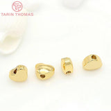 20PCS 4.6x5.6MM 24K Plated Brass Heart Beads for DIY Bracelets