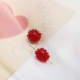 Raspberry Glazed Glass Bead DIY Jewelry Earring Accessories