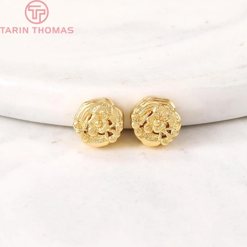 6PCS 4x7.5MM 24K Plated Brass Flower Spacer Beads